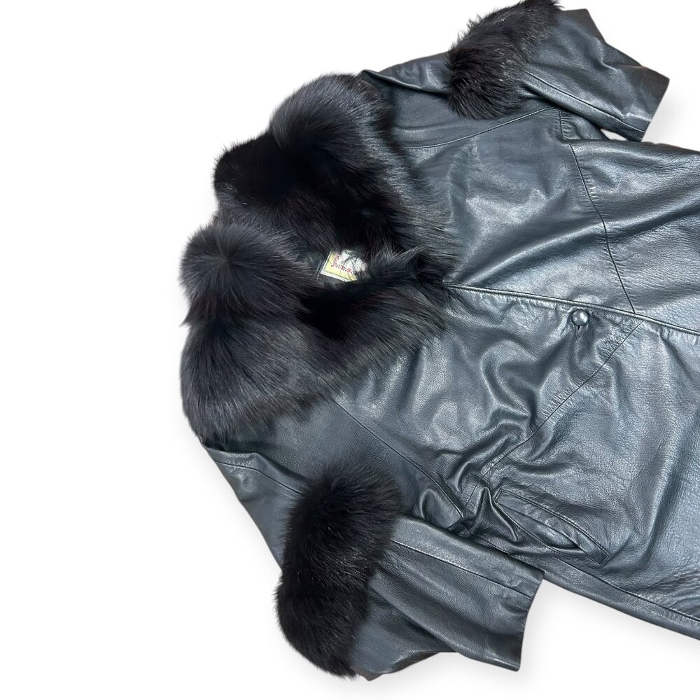 Vintage Leather/Fur Coat - Picture 3 of 7